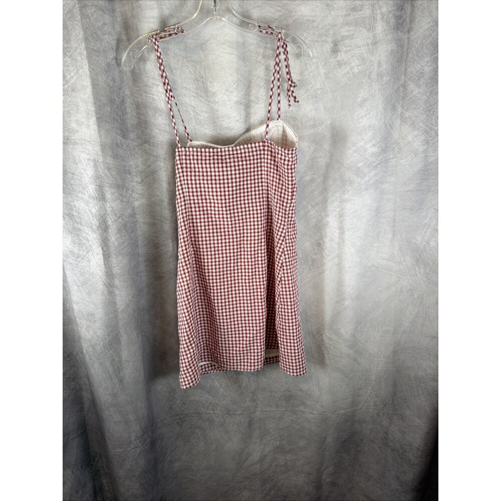 Princess Polly Gingham Mini Dress Red Check White Lace Tie Strap Sundress US 6 - Picture 9 of 10